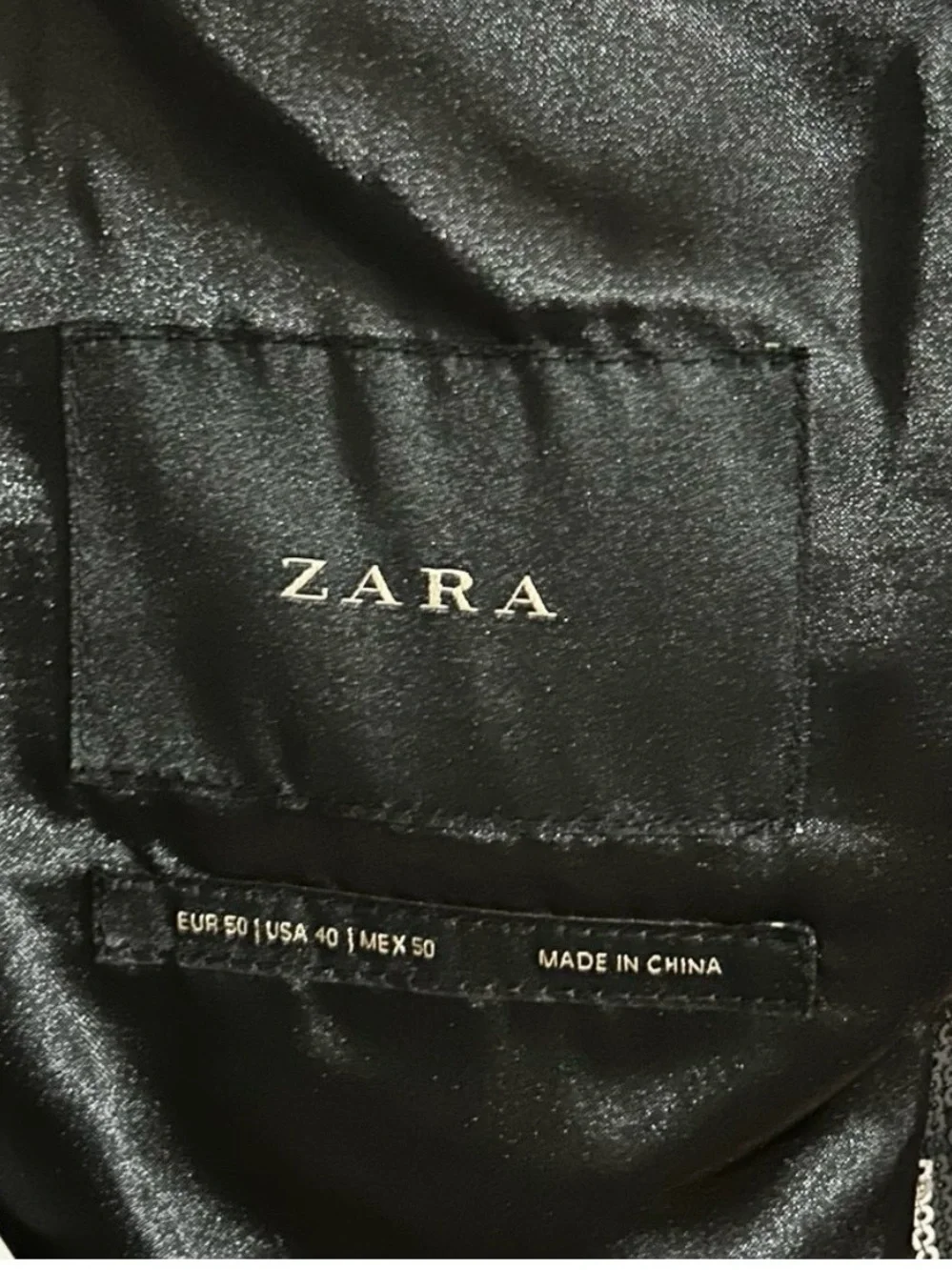 Zara Black & Silver Striped Sequin Blazer